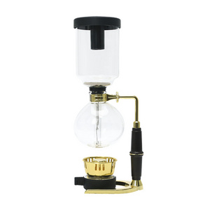 Gold Glass Syphon Coffee Maker, Tabletop Siphon Coffee  Pot with Silicone Handle Alcohol Burner, for Home Office 5-Cup