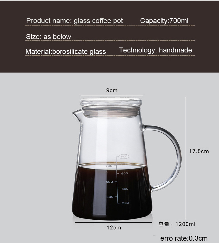 2019 Borosilicate Classic Glass Coffee Carafe Pot