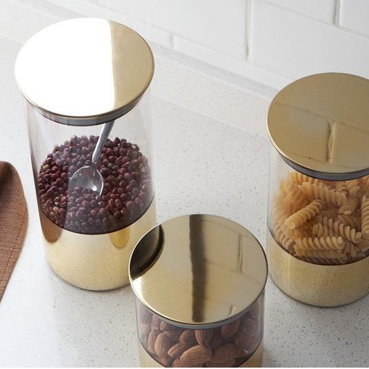 borosilicate glass nuts storage jar with stainless steel lid