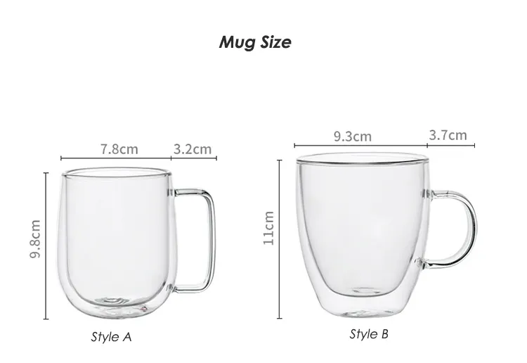 Popular Double Wall High Borosilicate Glass Cup With Handle Coffee Mug