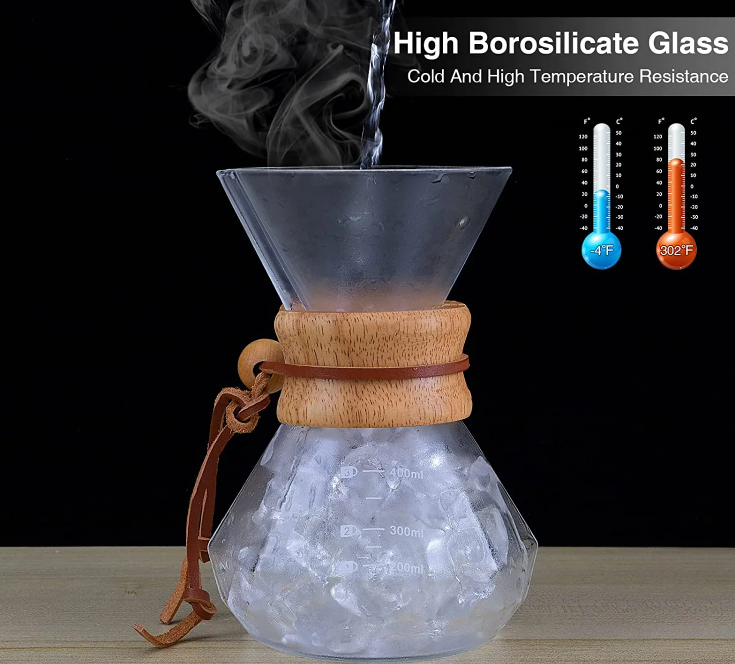 Lid Drip Stand Pour Over Coffee Decanter High-Borosilicate Glass Coffee Maker