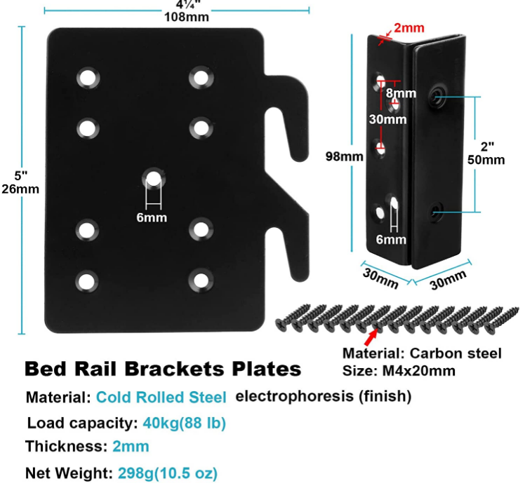 Bed Frame Bed Post Double Hook Slot Bracket,