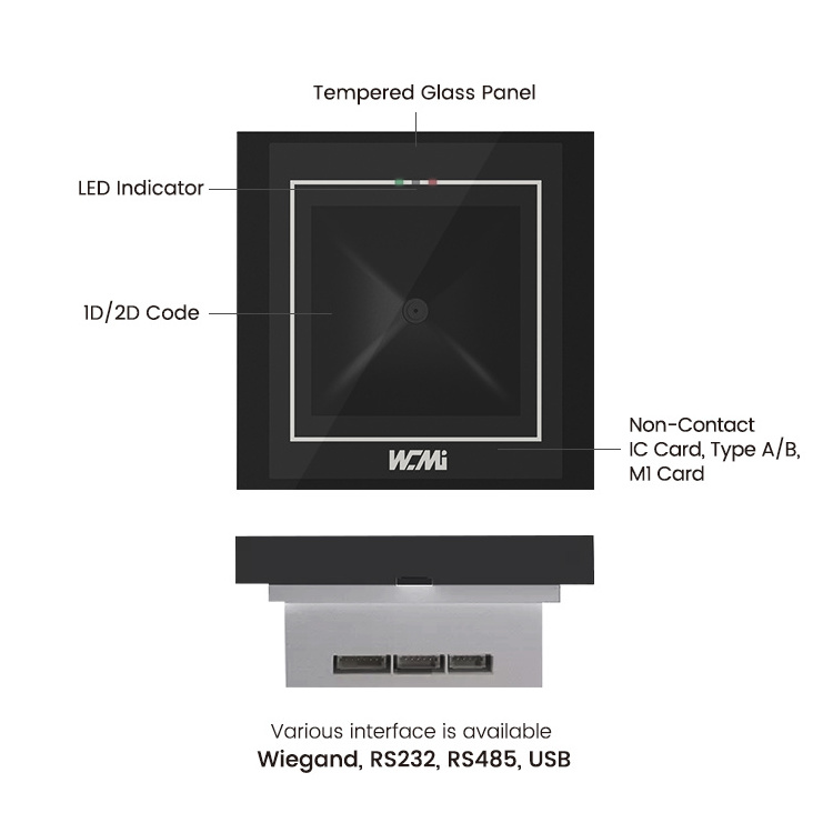 Outdoors Smart Card Reader Module WCMI Payment Card Reader QR Code M1 Card Reader IP54