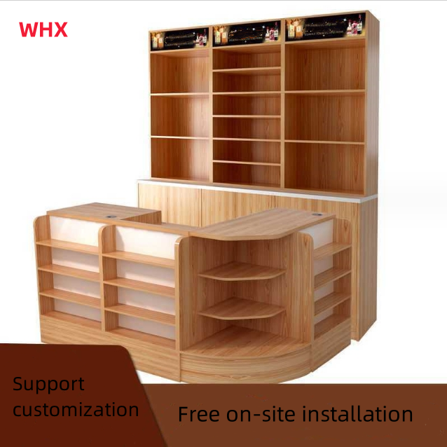 Supermarket checkout, tobacco and liquor cabinet, convenience store beverage counter display cabinet