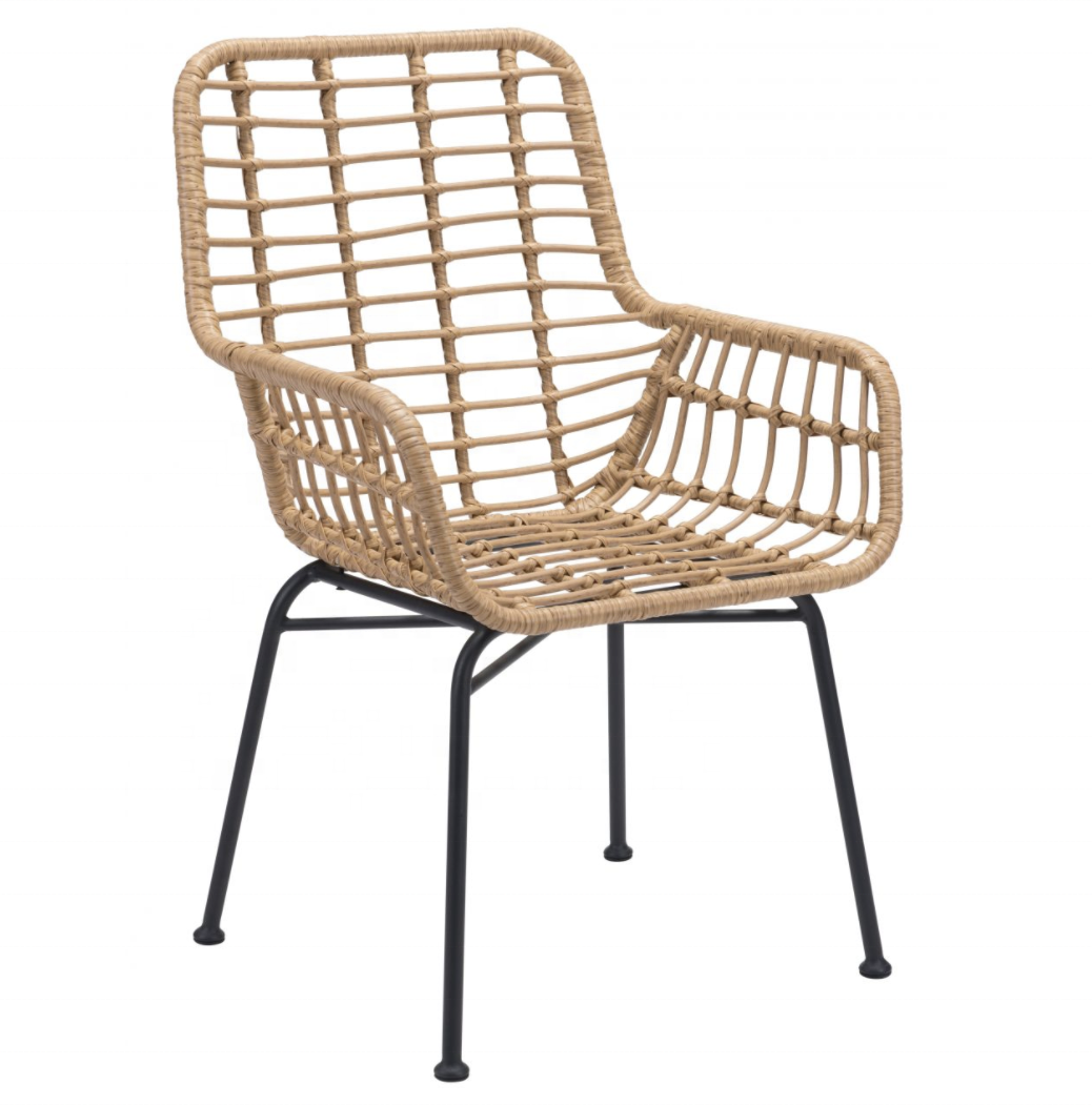 Hot sale lawn french bistro terrace swimming pool single balcony wicker garden lounge rattan chair for hotel club room