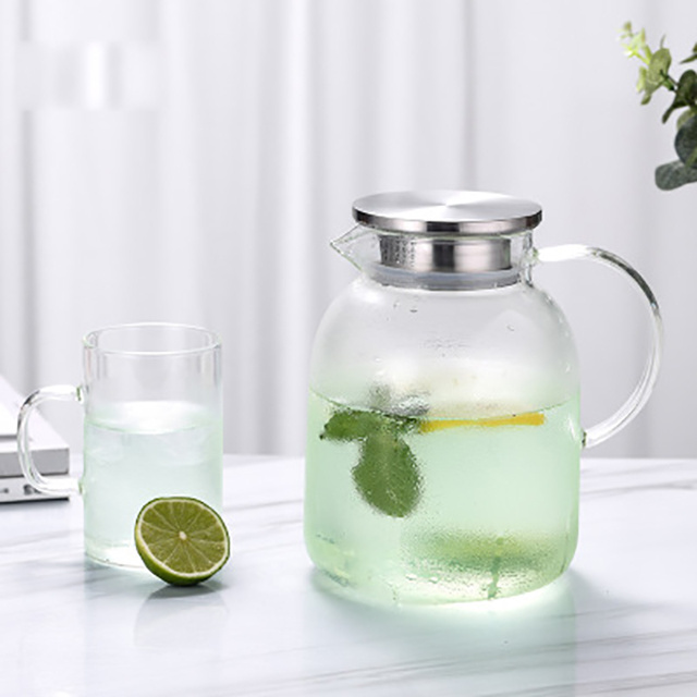 Hot Sale 1L 2L Borosilicate Glass Water Pitcher Fridge Carafe Ice Tea Maker Cool/Hot Water Glass jug