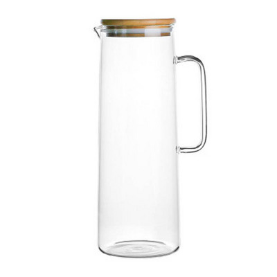 Wholesale 1000ml High Borosilicate Glass Pitcher Water Carafe Jug for Hot Cold Water Ice Tea Kettle with Bamboo Lid