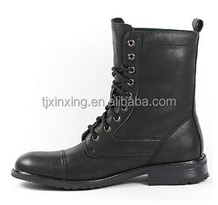 Black Mens genuine leather Lace Up Ankle Boots