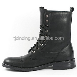 Black Mens genuine leather Lace Up Ankle Boots