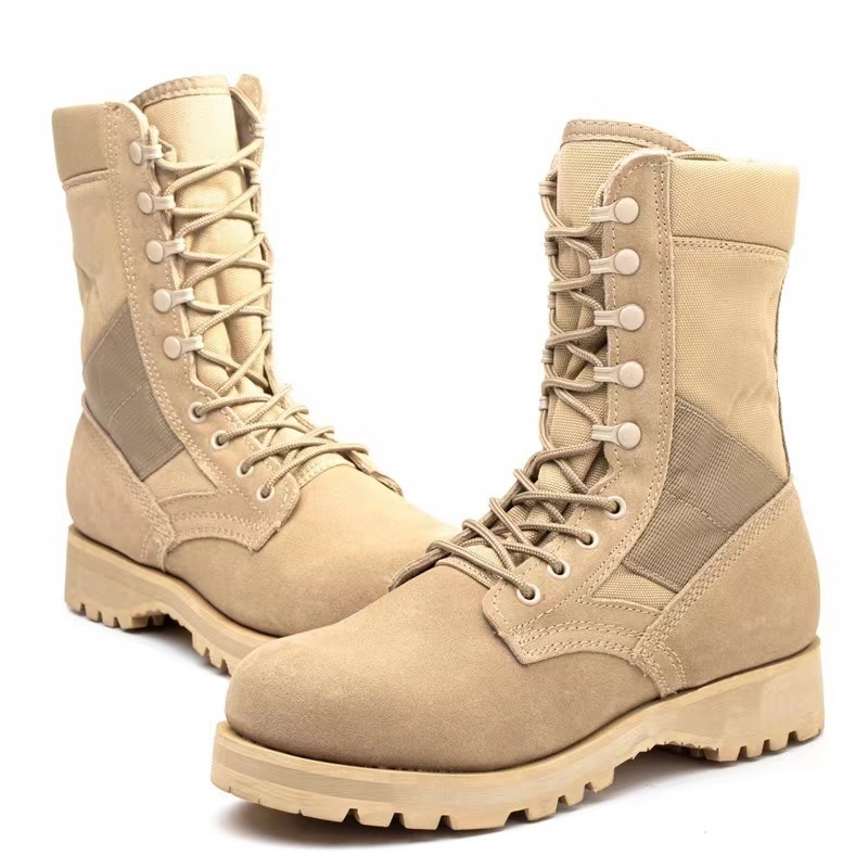 desert tan genuine cow leather tactical boots for men to sale