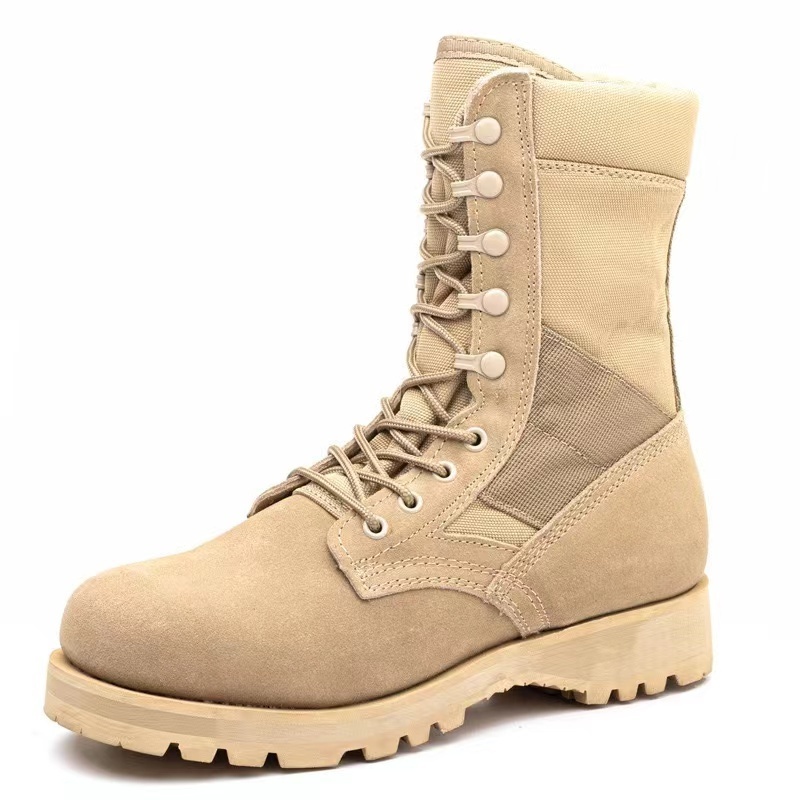 desert tan genuine cow leather tactical boots for men to sale