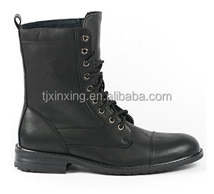 Black Mens genuine leather Lace Up Ankle Boots