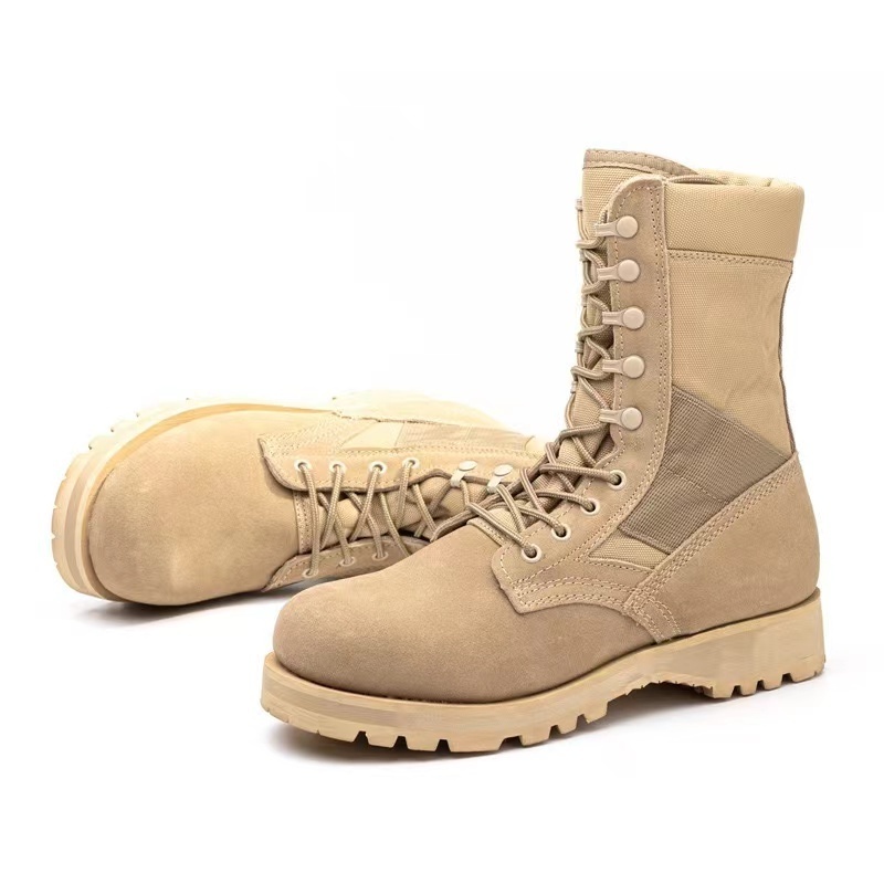 desert tan genuine cow leather tactical boots for men to sale