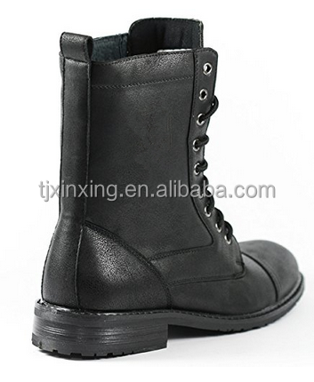 Black Mens genuine leather Lace Up Ankle Boots