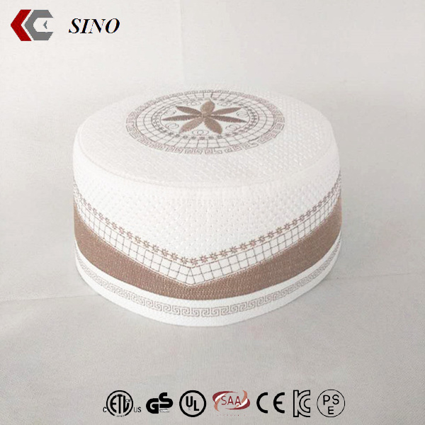 Muslim Polyester Cap white brown yellow Hand Crocheted Kippah Hat embroidery Muslim prayer Caps For Men China Promotion