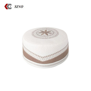 Muslim Polyester Cap white brown yellow Hand Crocheted Kippah Hat embroidery Muslim prayer Caps For Men China Promotion