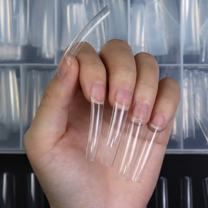 Wholesale Long Square Nail Tips Clear Nature Color Nail Supplies, 500Pcs/Box Acrylic French Half Cover Artificial Nail Tips