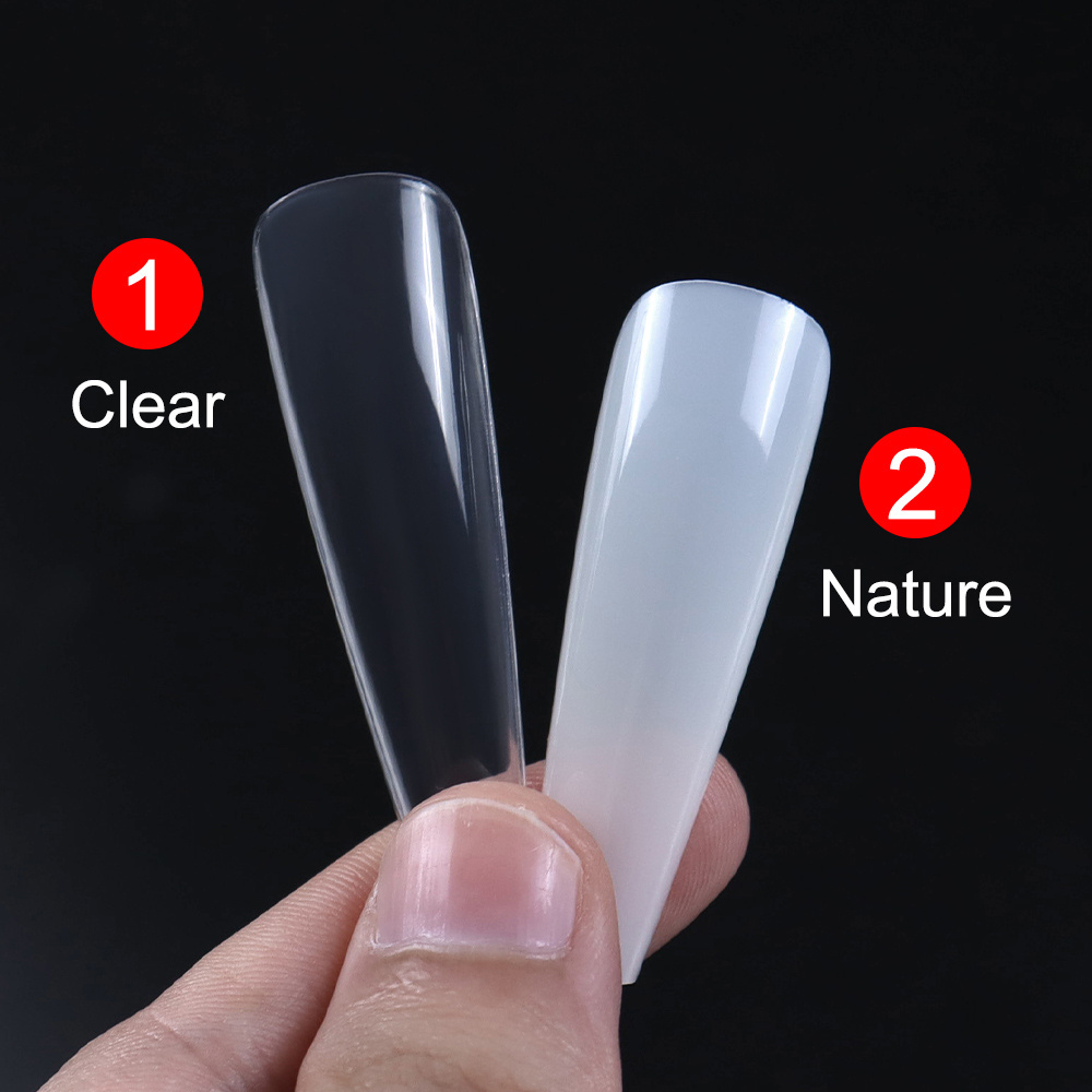 Factory Direct Long Fake Full Cover Artificial Nails Ballet Salons Clear Acrylic Nails Coffin Shaped Ballerina Nail Tips