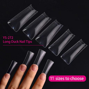 New Private Label Wholesale XL XXL Flare Acrylic Clear Full Cover Finger False Long Half Cover Special Shape Duck Nail Tips