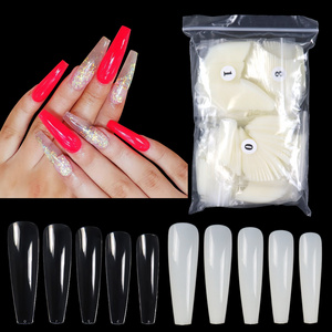 Factory Direct Long Fake Full Cover Artificial Nails Ballet Salons Clear Acrylic Nails Coffin Shaped Ballerina Nail Tips