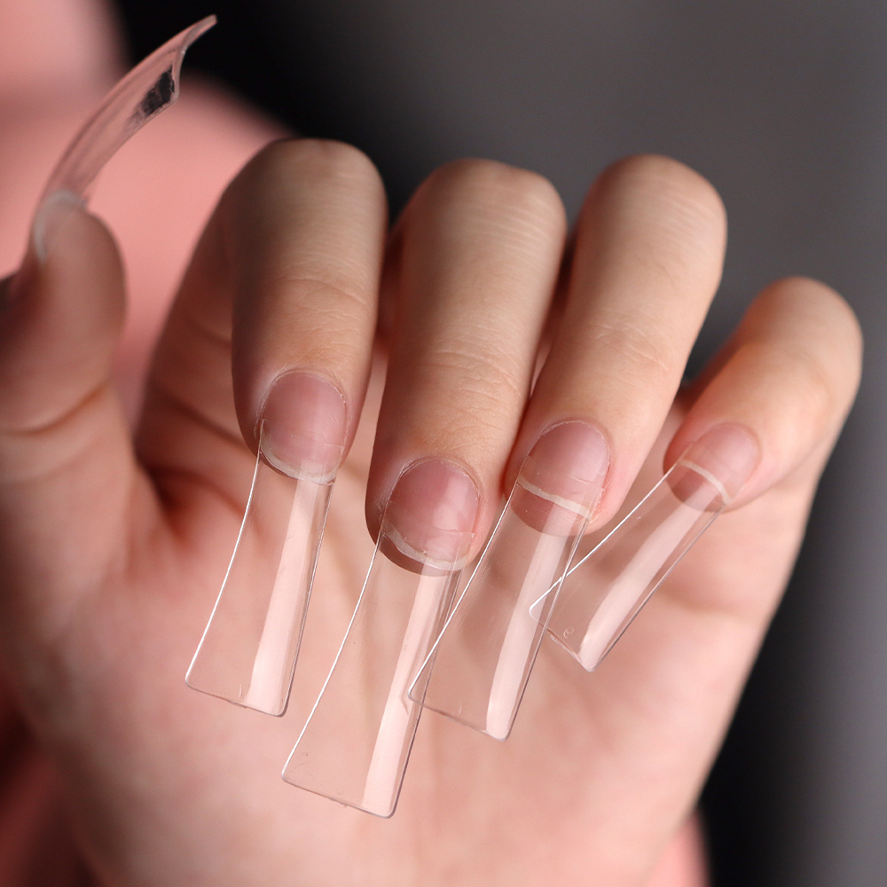 New Private Label Wholesale XL XXL Flare Acrylic Clear Full Cover Finger False Long Half Cover Special Shape Duck Nail Tips