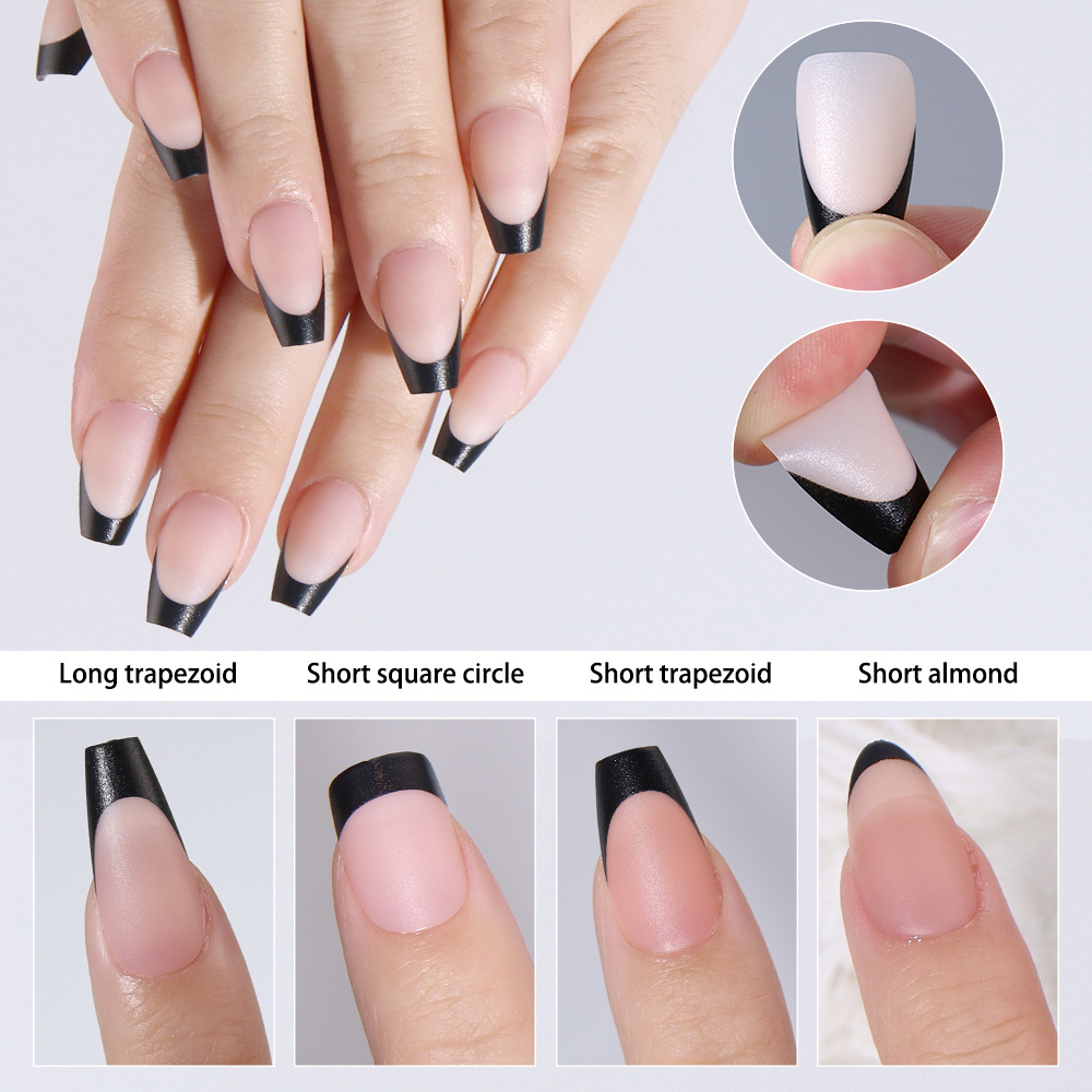 Wholesale new arrivals custom logo french tip 300pcs Gel X short Almond full cover white french tip press on nails