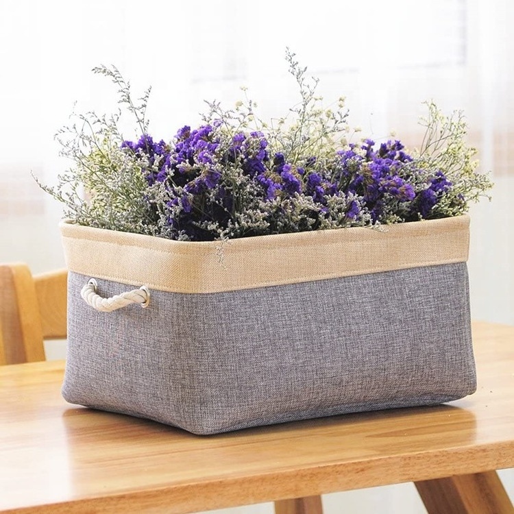 YUJIN Canvas Closet Storage Bin Foldable Storage Baskets for Shelf