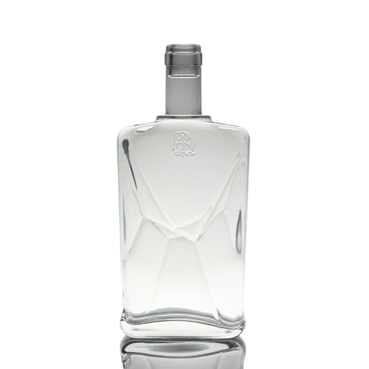 Diamond Crystal Water Bottle 375ml,500ml,700ml Frosted White Wine Whiskey Empty Round Glass Bottle With Cork