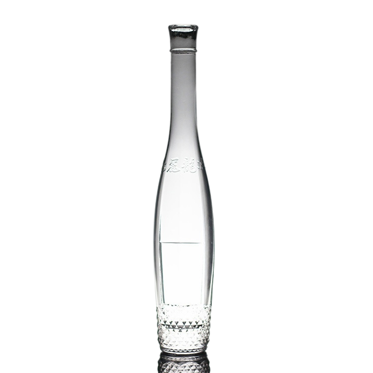 Diamond Crystal Water Bottle 375ml,500ml,700ml Frosted White Wine Whiskey Empty Round Glass Bottle With Cork