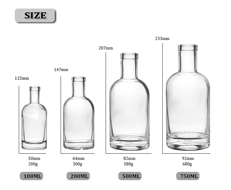 Vodka Bottles Liquor 750Ml Mini Plastic Cap Empty Custom White Flint Gin Wine 500Ml Filler Spirits Doll Vodka Glass Bottle