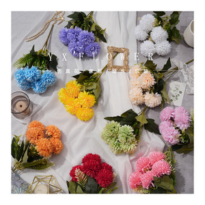 Simulation 5 head chrysanthemum small put simulation flower home chrysanthemum silk flower dandelion flower wedding decoration