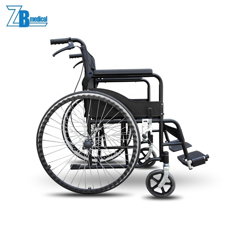 Stainless Steel Transport Medical Self-locking Brake Lightweight Portable Handcycle Big Wheel Wheelchair