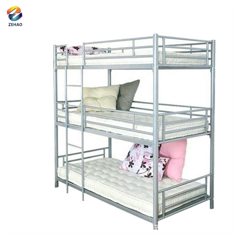 Triple bunk bed metal bunk beds for adults iron three layer bunk bed literas de hierro tempat tidur susun 3 besi letto acastello