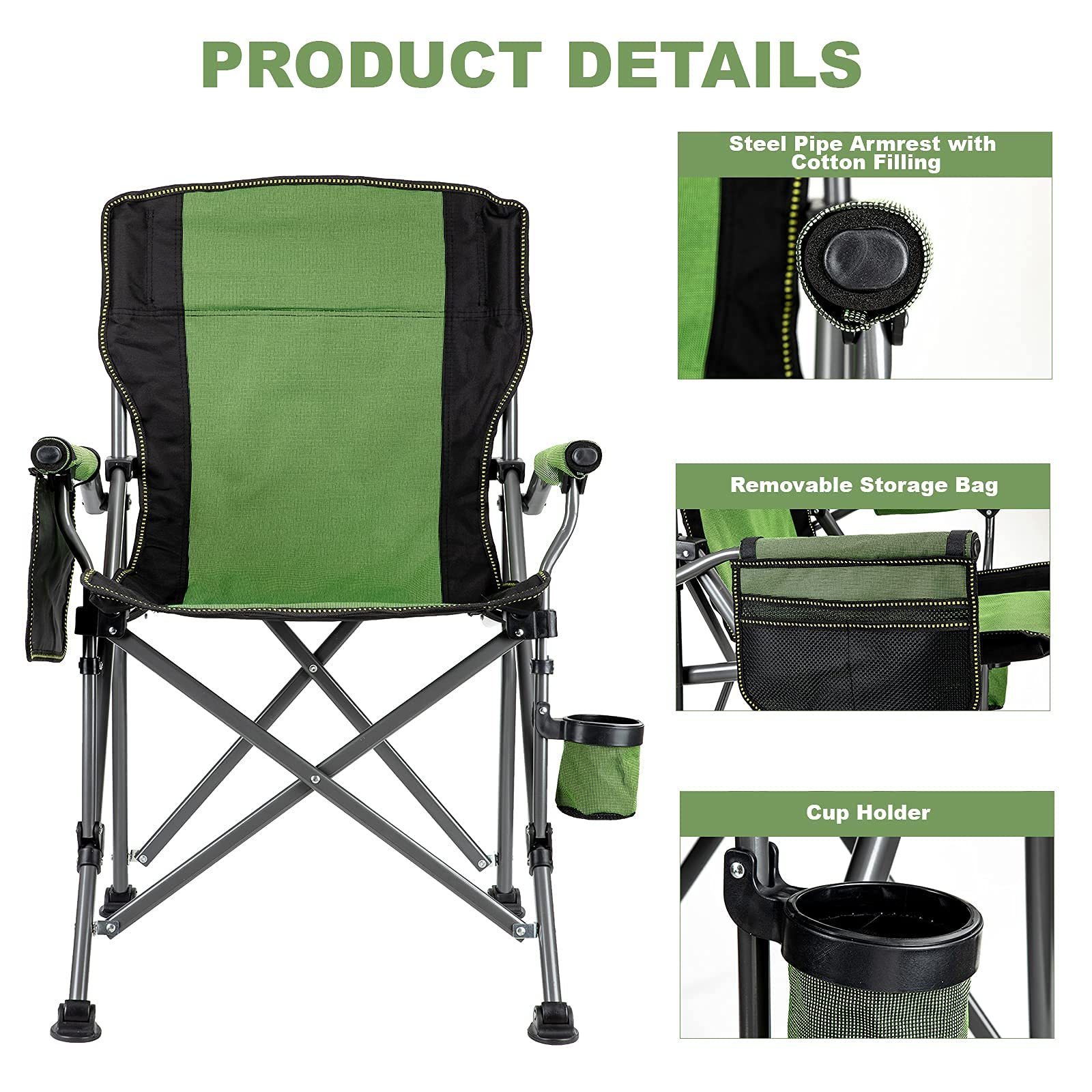 Outdoor Comfortable Folding Chair Oversize Club Camping Chair Beach Lounge Chair