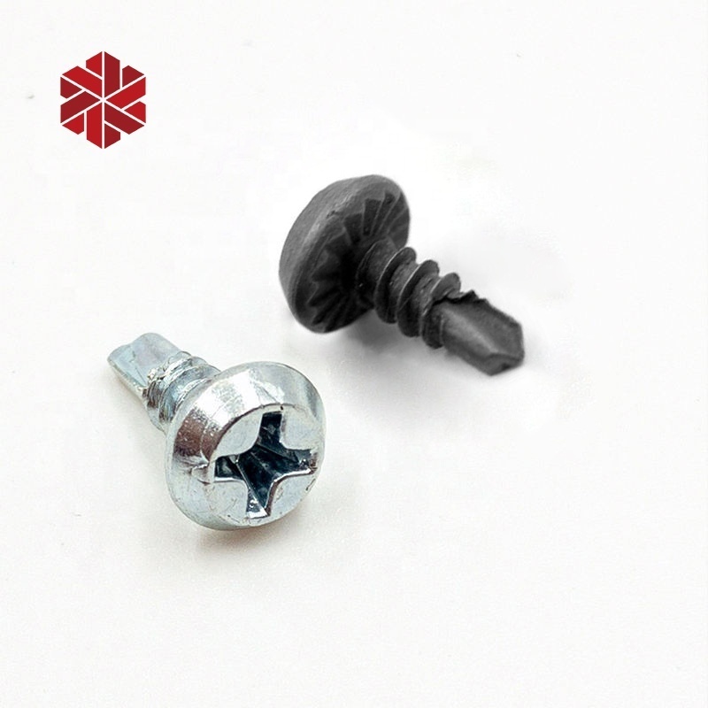 Countersunk Truss Wafer Pan Head Self Drilling Screws Blue Zinc White colored Slotted Hex Flange Head Roofing Screws With Washer