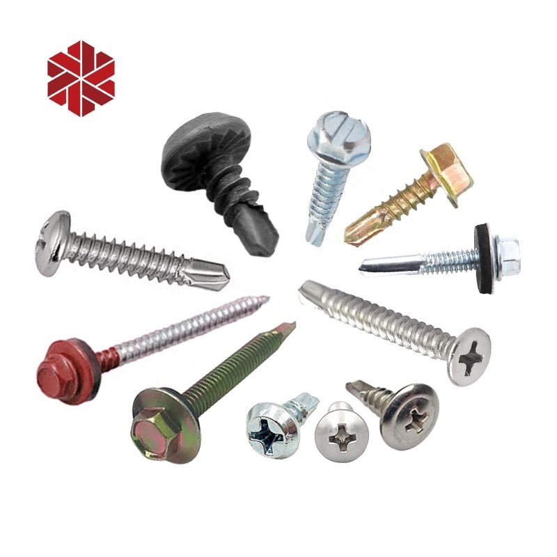 Countersunk Truss Wafer Pan Head Self Drilling Screws Blue Zinc White colored Slotted Hex Flange Head Roofing Screws With Washer