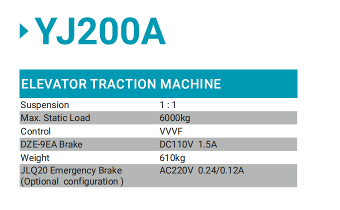 Elevator Parts Torin drive Elevator traction machine YJ200A