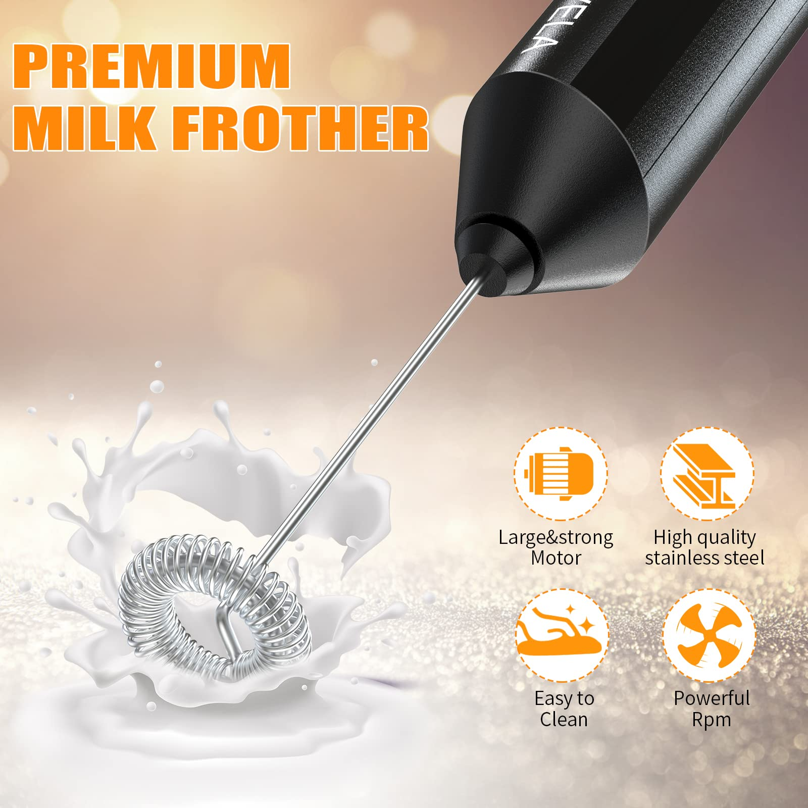 Lmax Hot sale Handhold portable Matcha Coffee Milk Frother Battery electric coffee frother With Stainless Steel Whisk