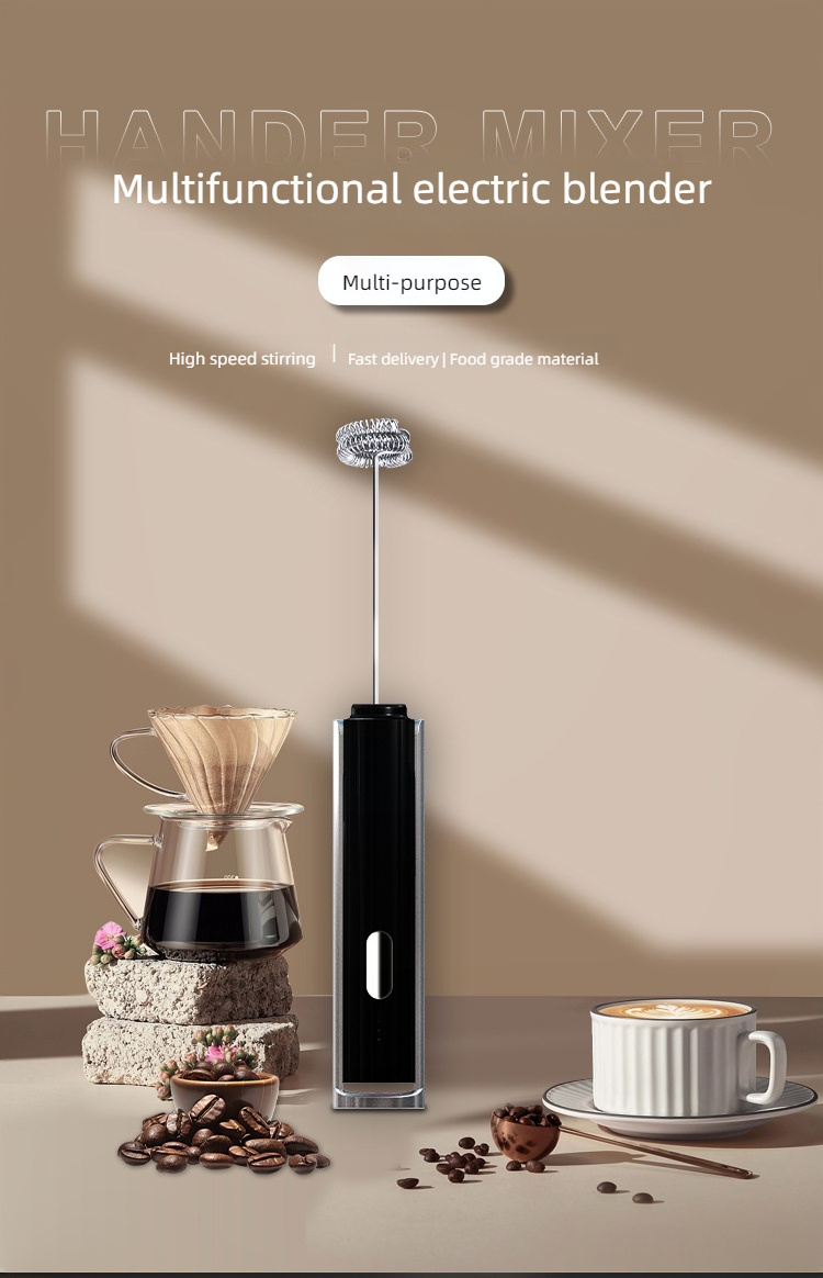 Milk Frother Handheld Coffee Whisk Mini Blender Electric Foamer Battery Operated Folding Stand Handheld Milk Frother