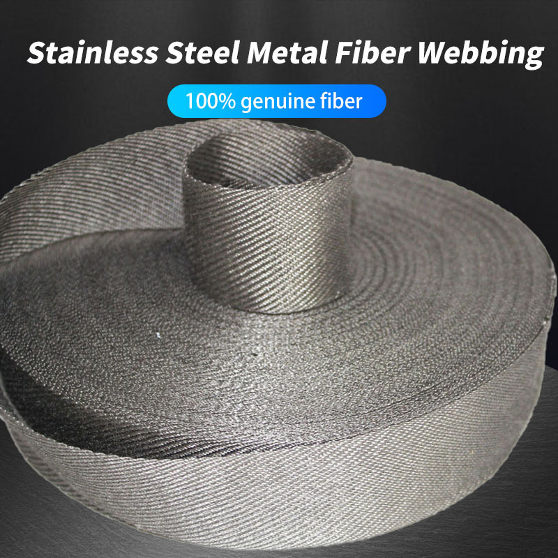 Customized 100% 316L Stainless Steel Fiber Woven sling antistatic safety webbing stainless steel materials for hammock straps