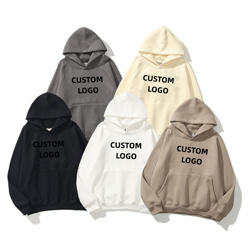 Unisex Custom Printed Logo 380 Gsm French Terry Cotton Casual Hoodie Drop Shoulder Blank Men Hoodies