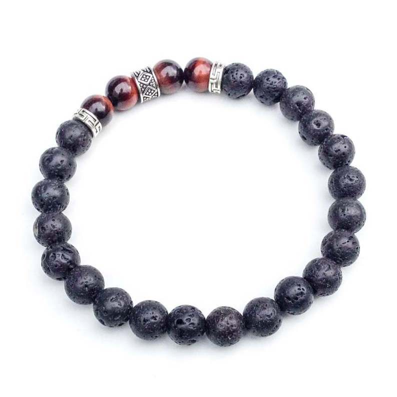 Top Sale Black Lava & Red Tiger Eyes Yoga Bracelet Gift for Men's Mala Bracelet Wholesale