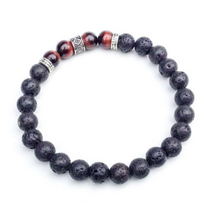 Top Sale Black Lava & Red Tiger Eyes Yoga Bracelet Gift for Men's Mala Bracelet Wholesale