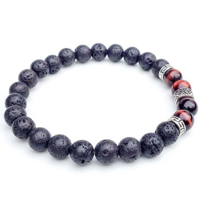 Top Sale Black Lava & Red Tiger Eyes Yoga Bracelet Gift for Men's Mala Bracelet Wholesale