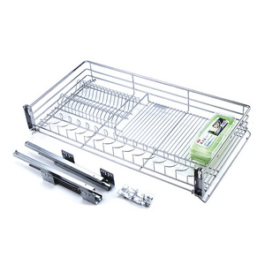 TKK High Quality Stainless Steel Drawers Pull Out Basket Kitchen Storage Basket Built-in Sliding Dish Rack Basket