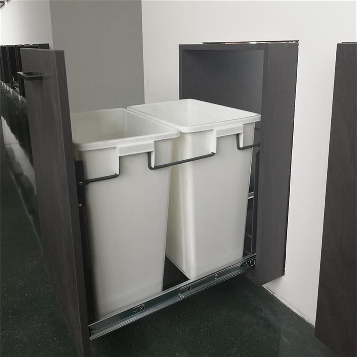 Kitchen Restaurant Sliding Trash Can Pull Out Drawer Built In Double Waste Bins