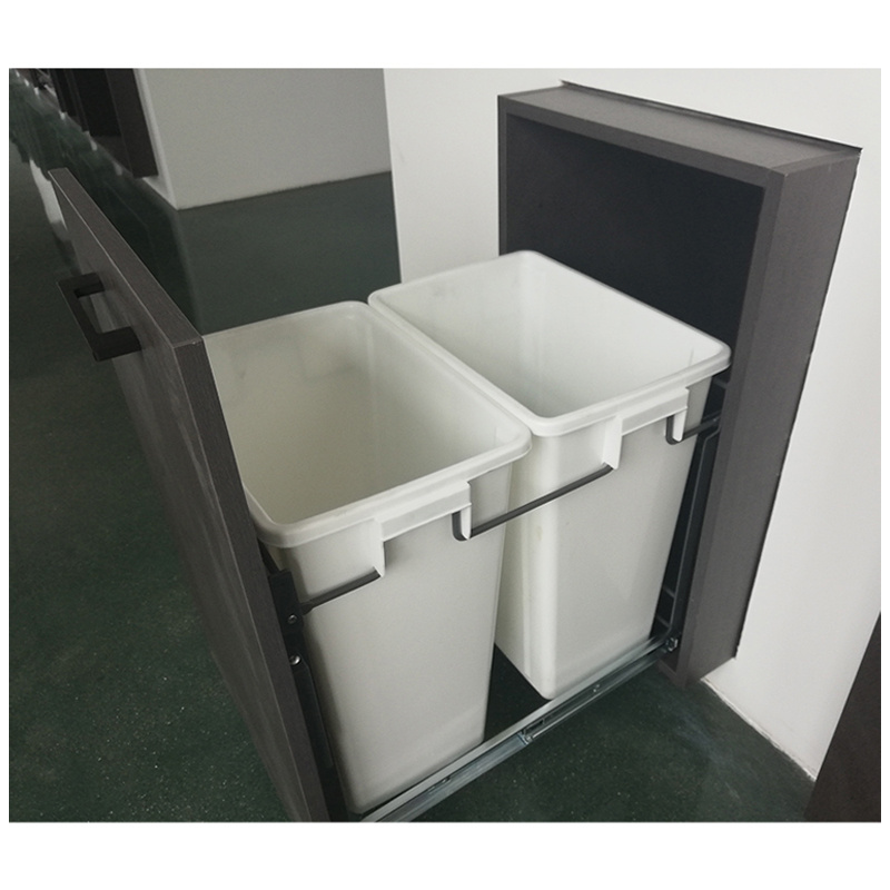 Kitchen Restaurant Sliding Trash Can Pull Out Drawer Built In Double Waste Bins