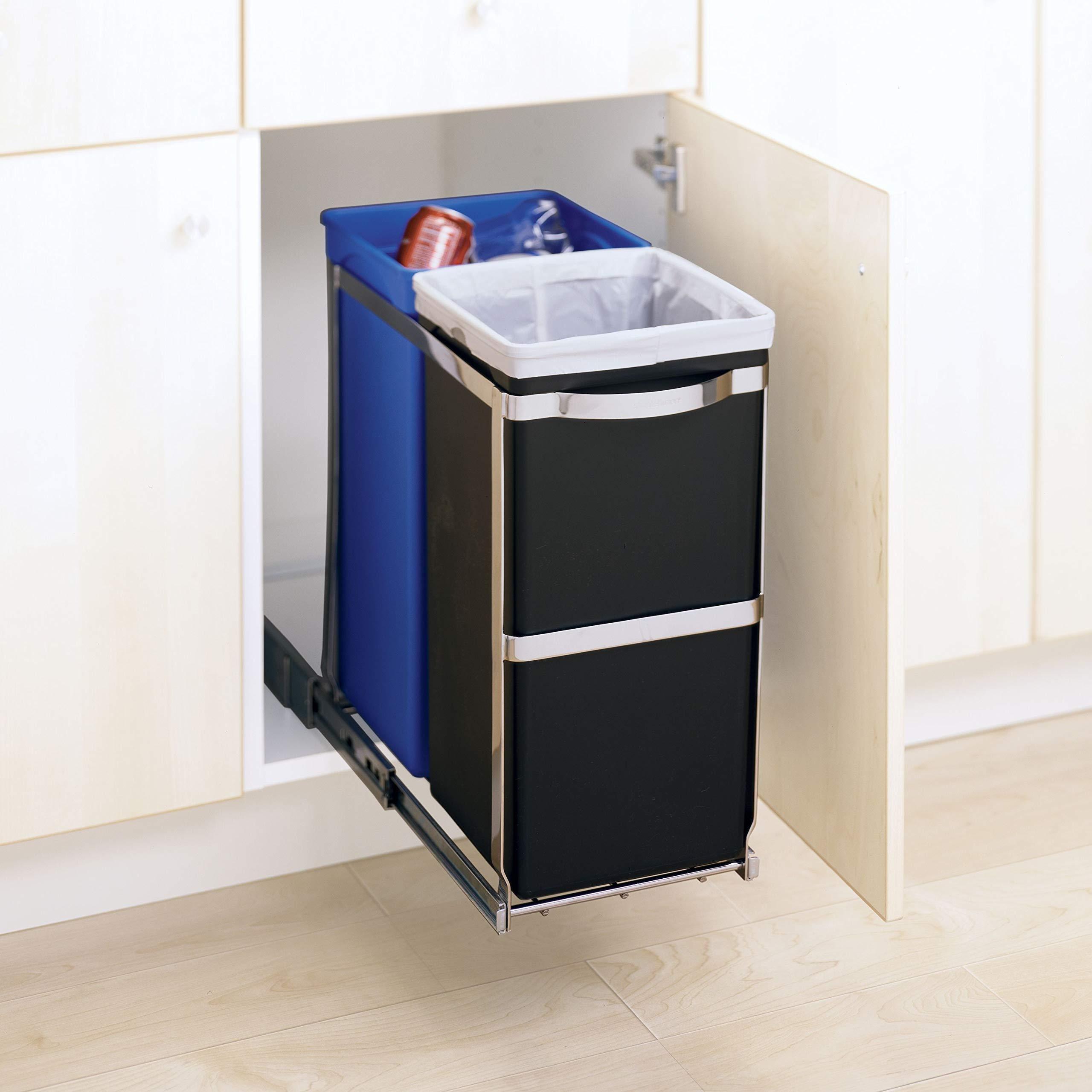 TKK Hot Sale Built-in Pull Out Trash Can Waste Bin For Kitchen Cabinet 400 mm Sliding Rubbish Can