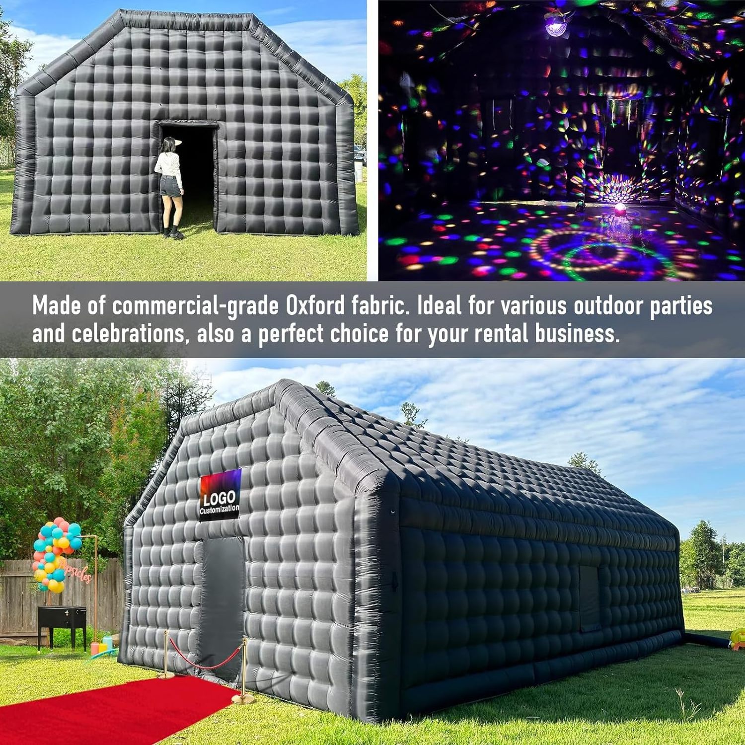 Portable inflatable Large Party Tent House Black LED Light wedding Cube night club Party event inflatable nightclub