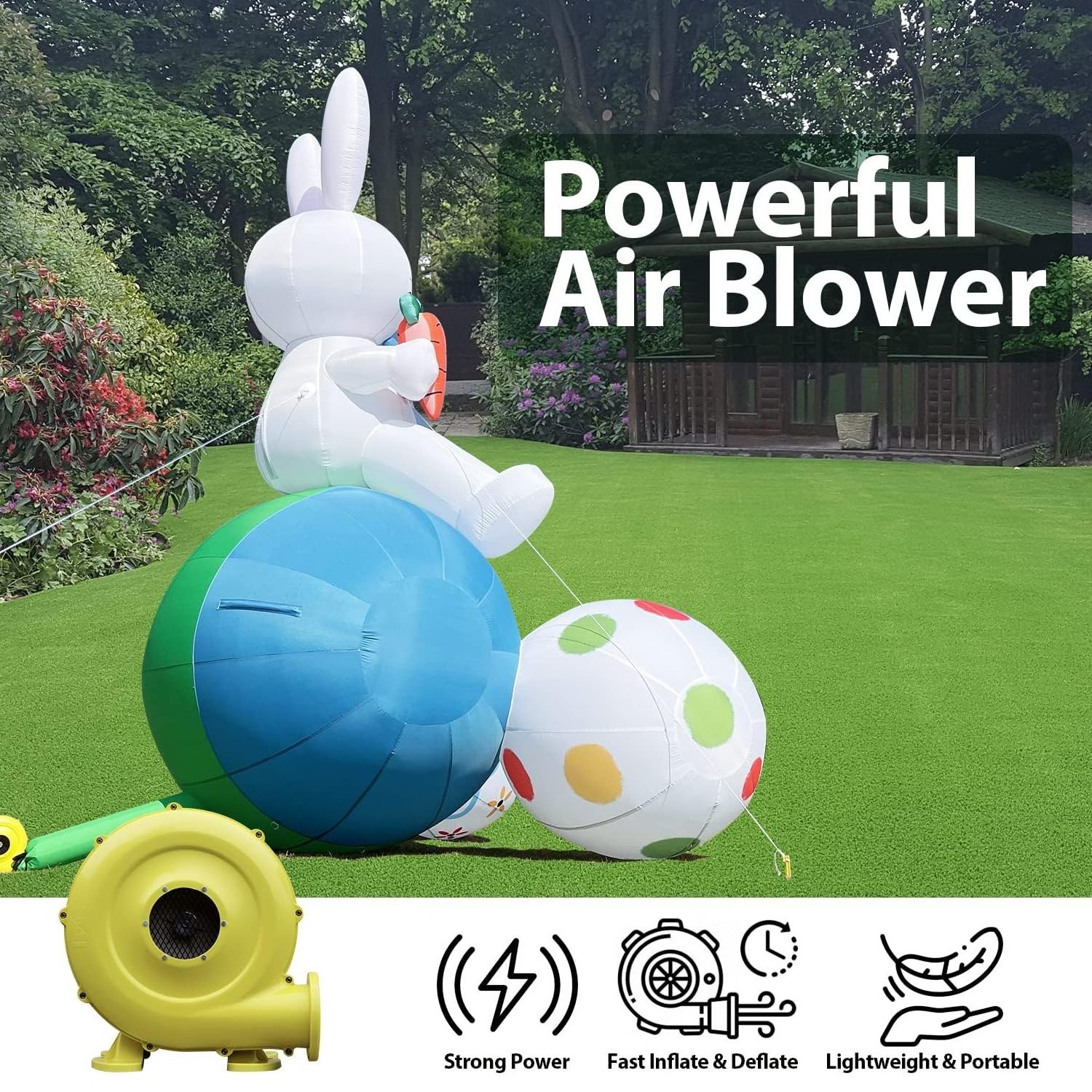 Advertising Giant 20ft Inflatable Rabbit With Blower Inflatable Cartoon Bunny Model Outdoor Decorations For Easter Holiday